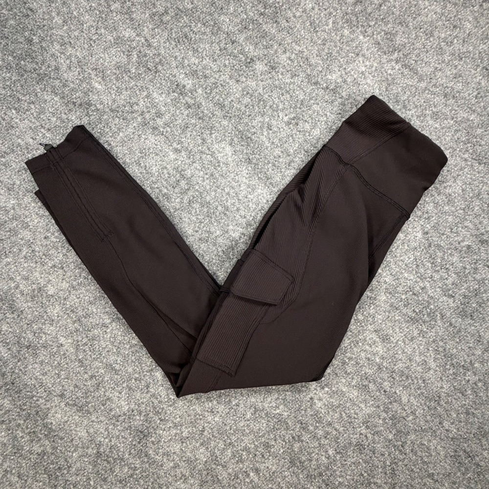 Lululemon Lab Cargo Tight 25 Ribbed Espresso Brown Womens Size 4 Leggings 0530